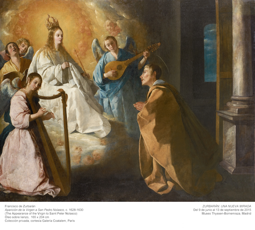 Francisco de Zurbarán, Aparición de la Virgen a San Pedro Nolasco, c. 1628-1630. Museo Thyssen-Bornemisza, ZURBARÁN: una nueva mirada, 2015.