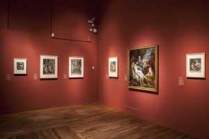 Vista de la exposición Rubens, Van Dyck y la Edad de oro del grabado flamenco. BNE. Madrid, 2015.