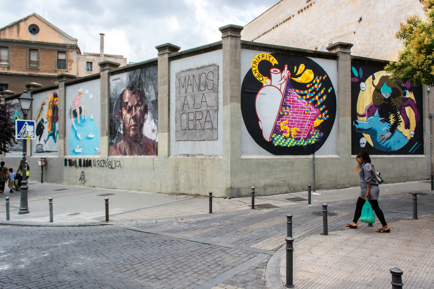 Muros Tabacalera 2014. Vista de las obras de arte urbano. Madrid 2016.